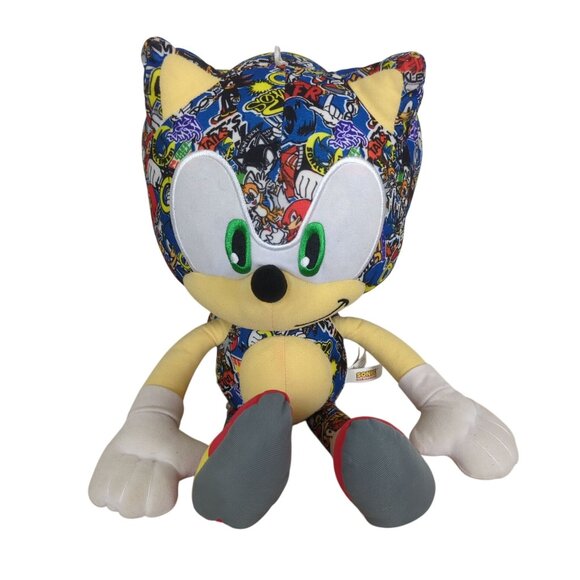 Toy Factory Sonic‎ The Hedgehog Plush Toy 18" Sticker Bomb Design Multicolor - Picture 1 of 15